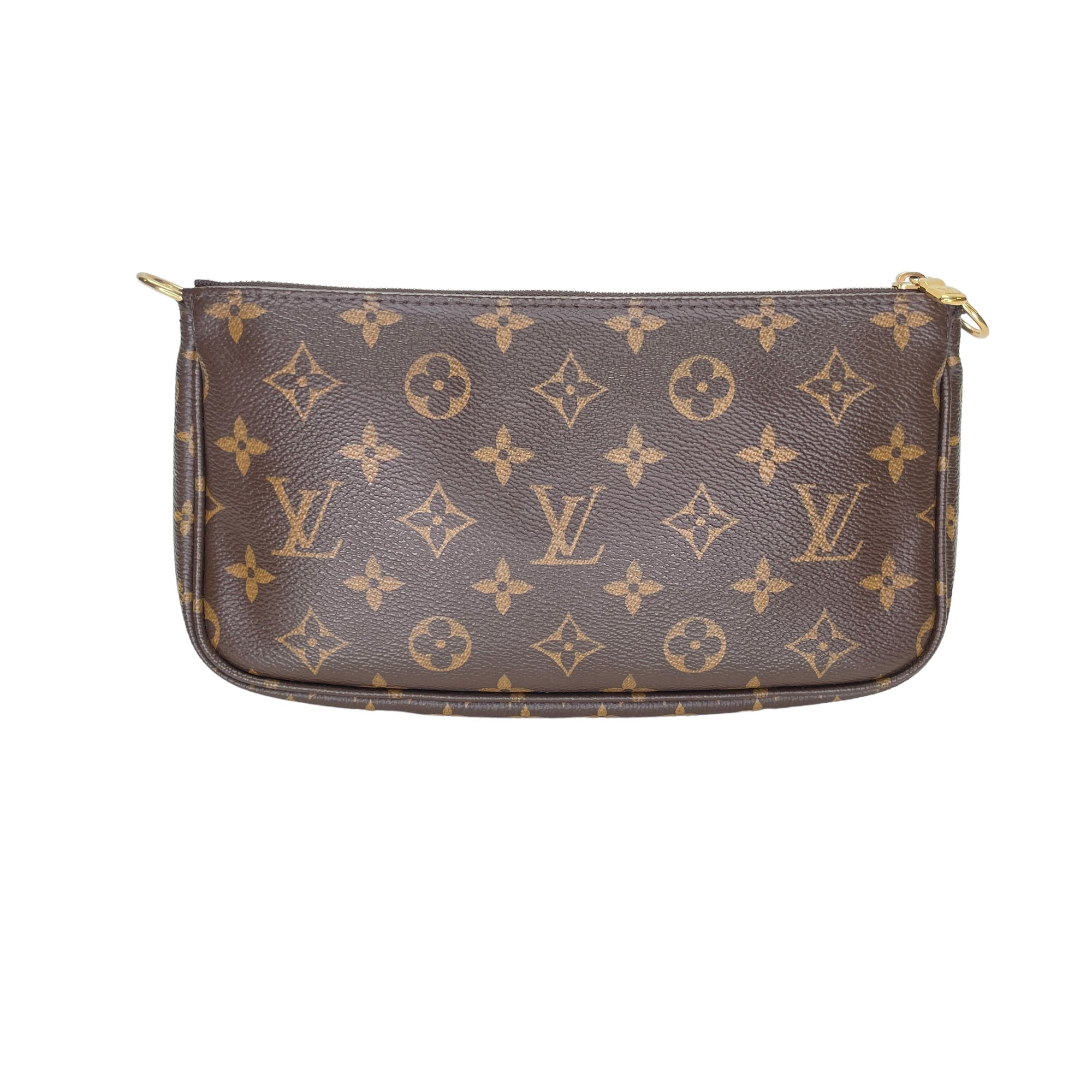 Multi-Pochette Accessoires Brown Shoulder Bag in Monogram Coated Canvas, Gold hardware