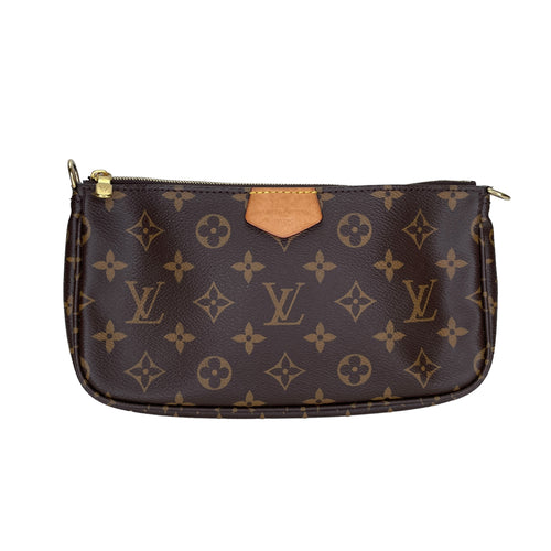 Multi-Pochette Accessoires Brown Crossbody Bag in Monogram Coated Canvas, Gold hardware