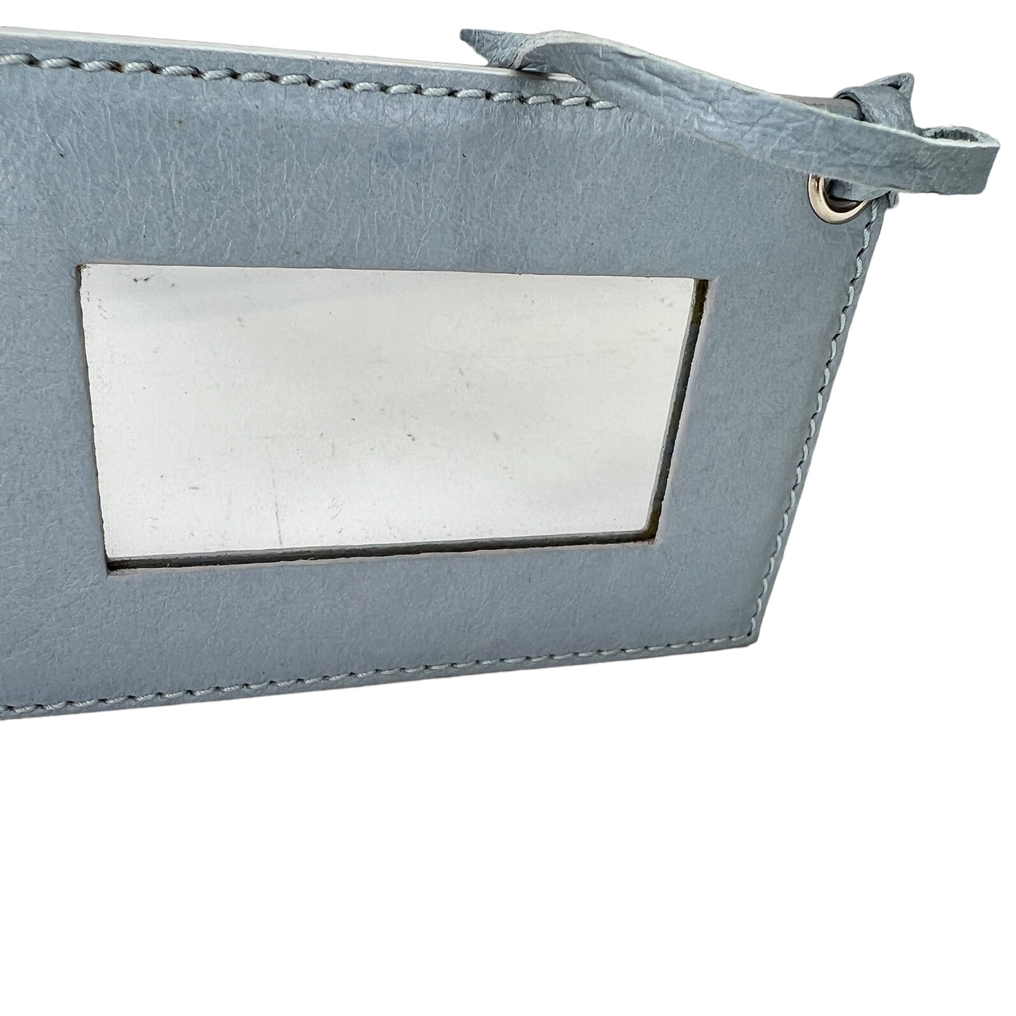 City Medium Blue Shoulder Bag in Distressed Leather, Silver hardware