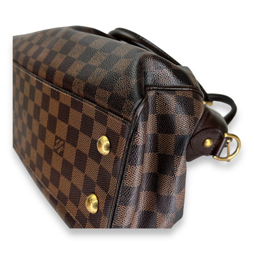 Trevi Brown Top Handle Bag in Coated Canvas, Gold hardware