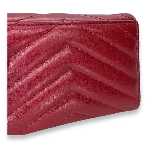 Cassandre Red Wallet in Lambskin, Gold hardware