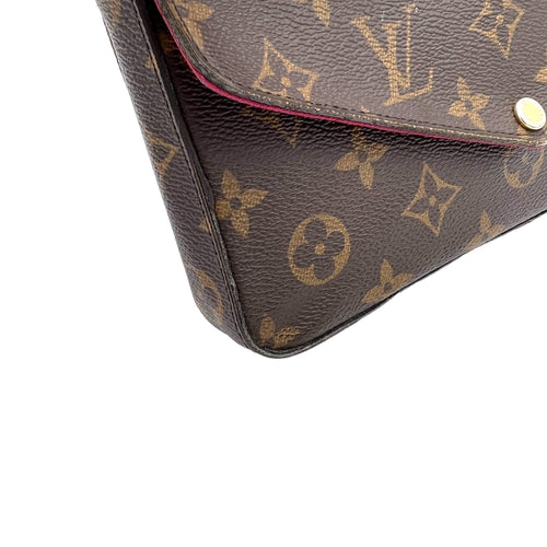 Felicie Brown Crossbody Bag in Monogram Coated Canvas, Gold hardware