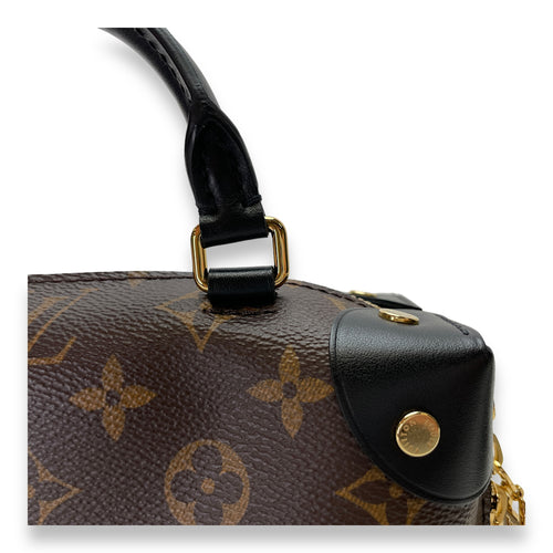 Malle Souple Top Handle Bag Petite Brown in Monogram Coated Canvas , Gold Hardware