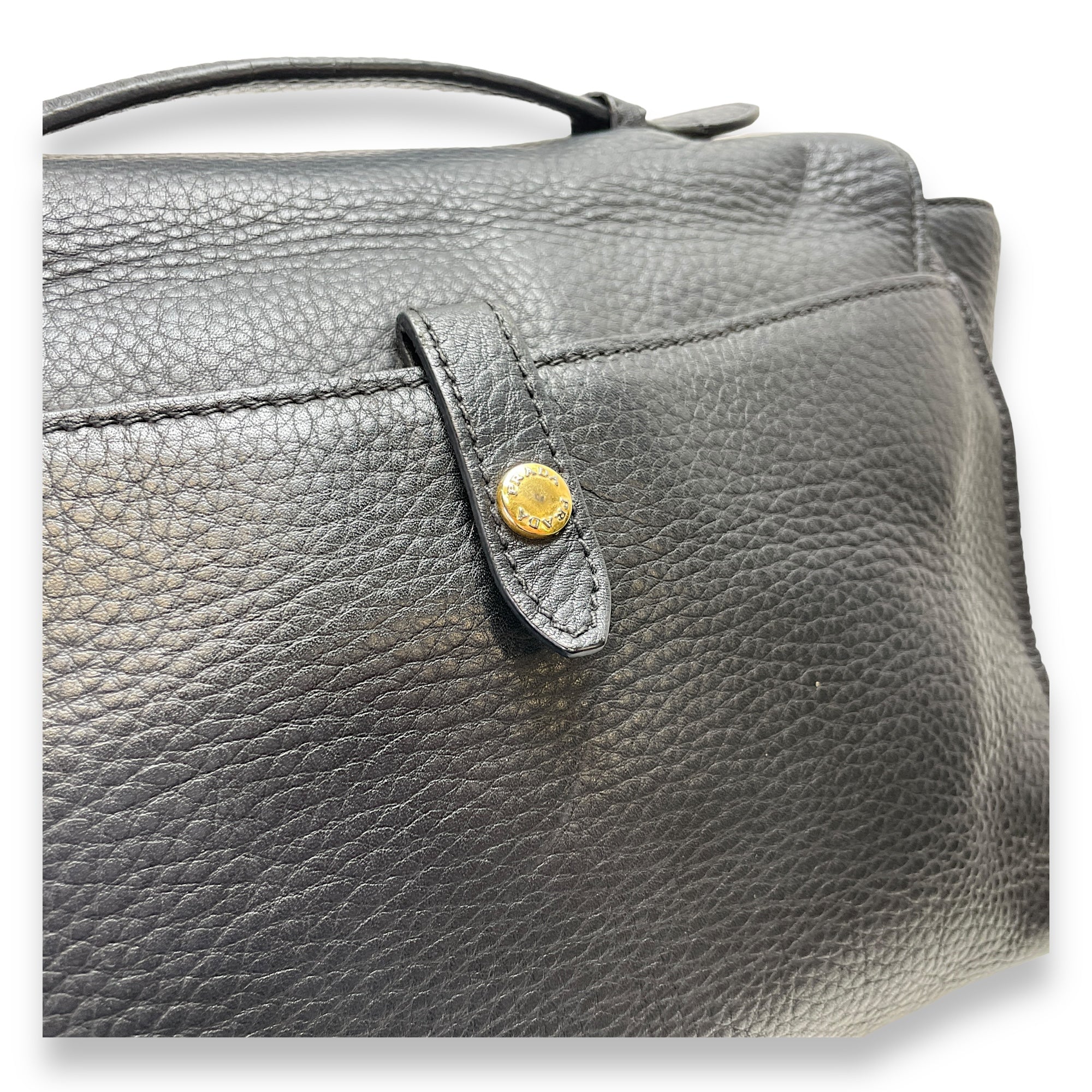 Logo Top handle Bag  Black in Calfskin , Gold Hardware