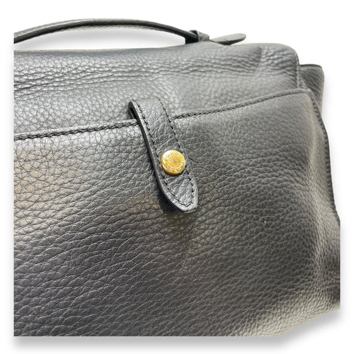 Logo Top handle Bag  Black in Calfskin , Gold Hardware