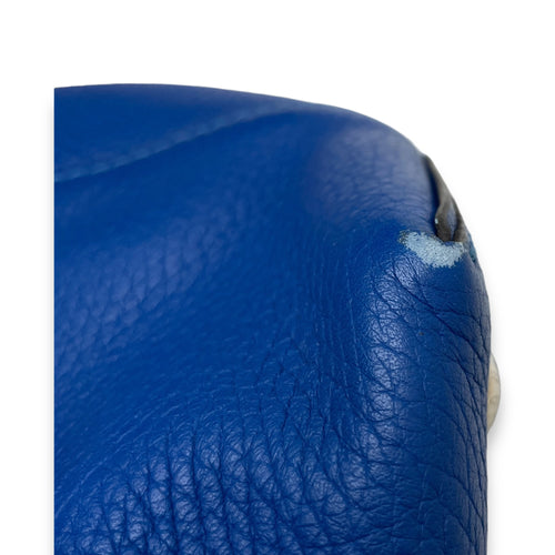 LockIt PM Blue Top Handle Bag in Calfskin, Gold hardware