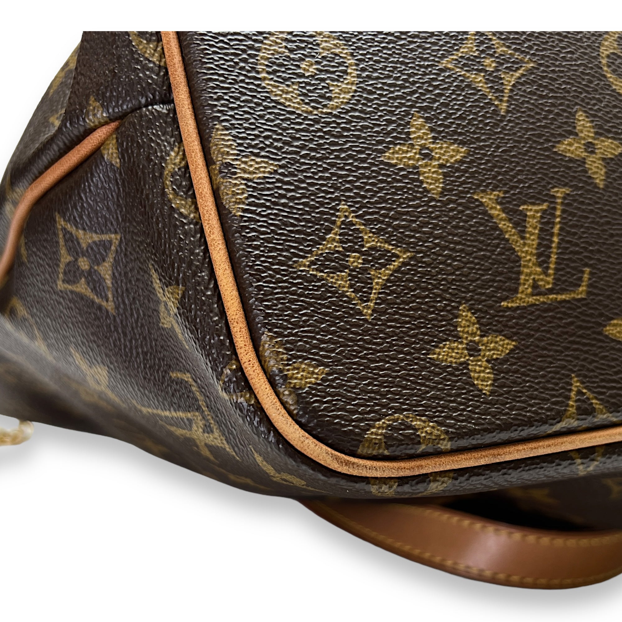 Palermo Top Handle Bag  Brown in Monogram Coated Canvas , Gold Hardware