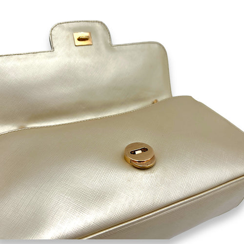 Luciana Gancini Gold Shoulder Bag in Calfskin, Rose Gold hardware