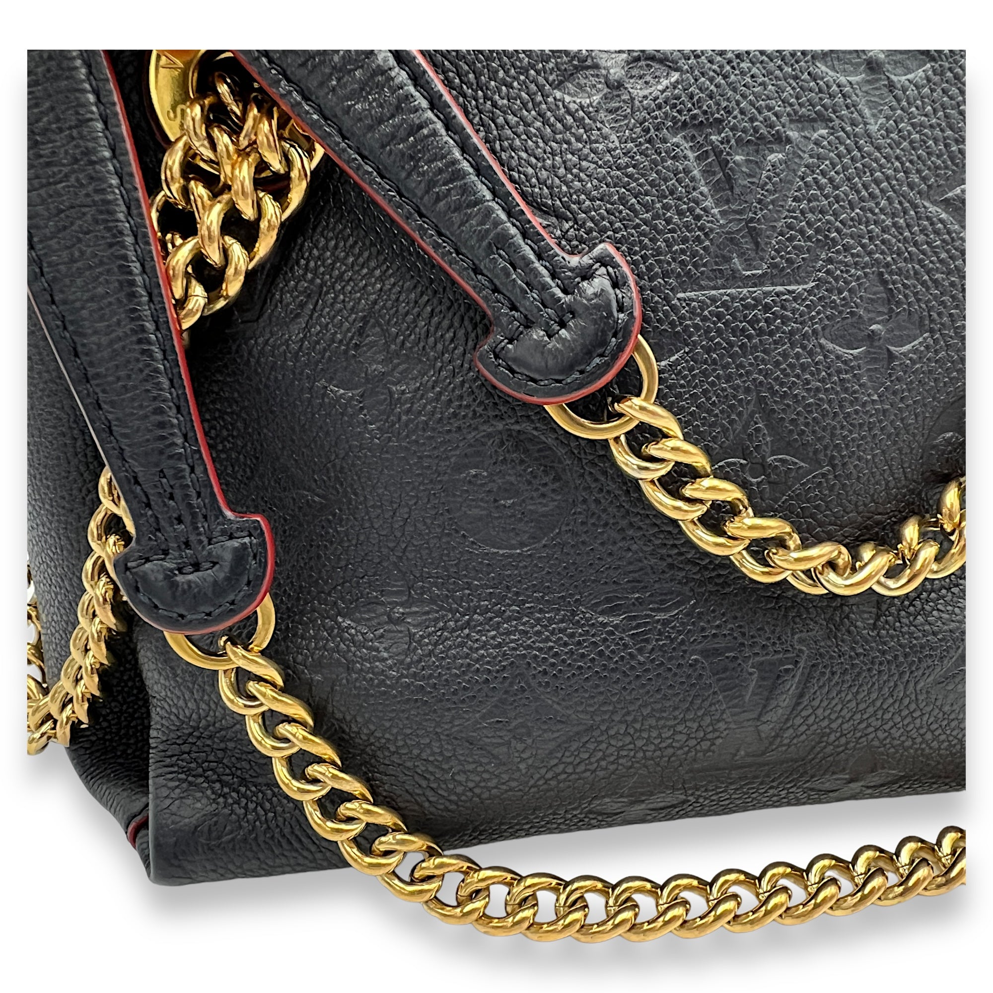 Surene BB Navy Shoulder Bag in Monogram Empreinte Leather, Gold hardware