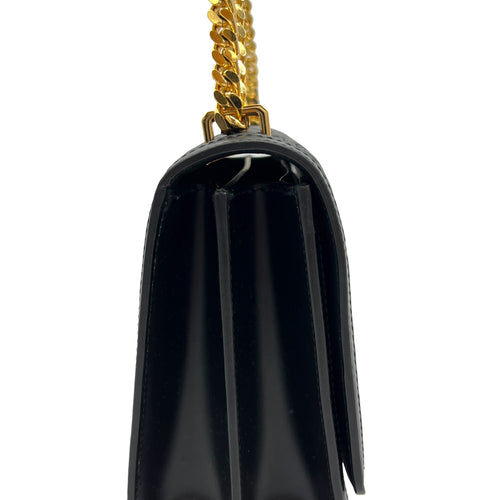 TB Shoulder Bag  Black in Calfskin , Gold Hardware