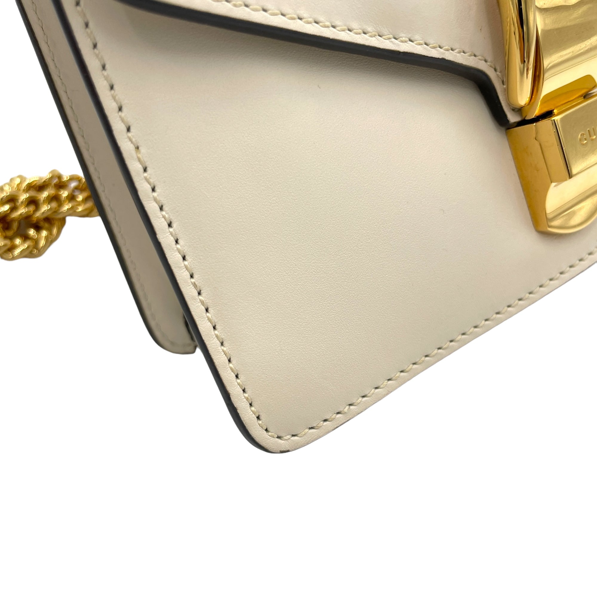 Sylvie Crossbody Bag White in Calfskin, Gold hardware