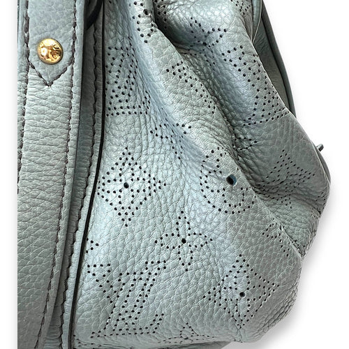 Lunar PM Blue Shoulder Bag in Mahina Leather, Gold hardware