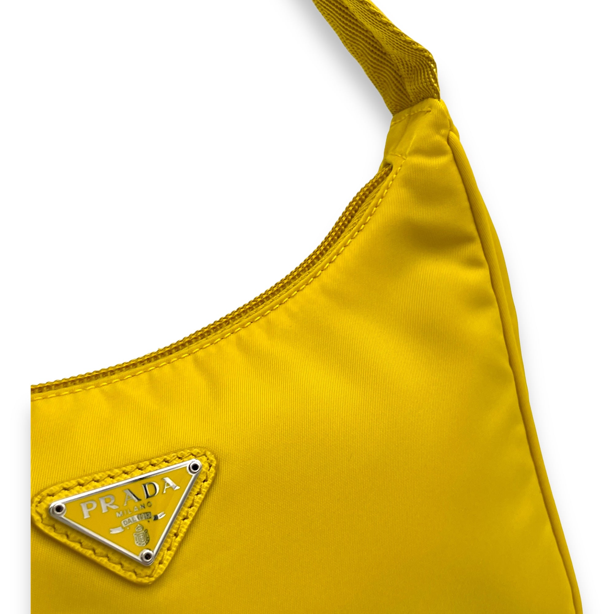 Re-Edition 2000 Yellow Shoulder Bag in Re-Nylon, Silver hardware