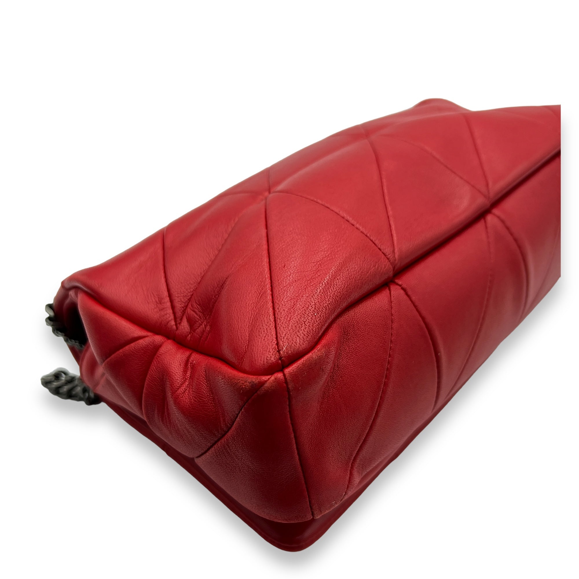 Jamie Medium Red Shoulder Bag in Lambskin, Silver hardware