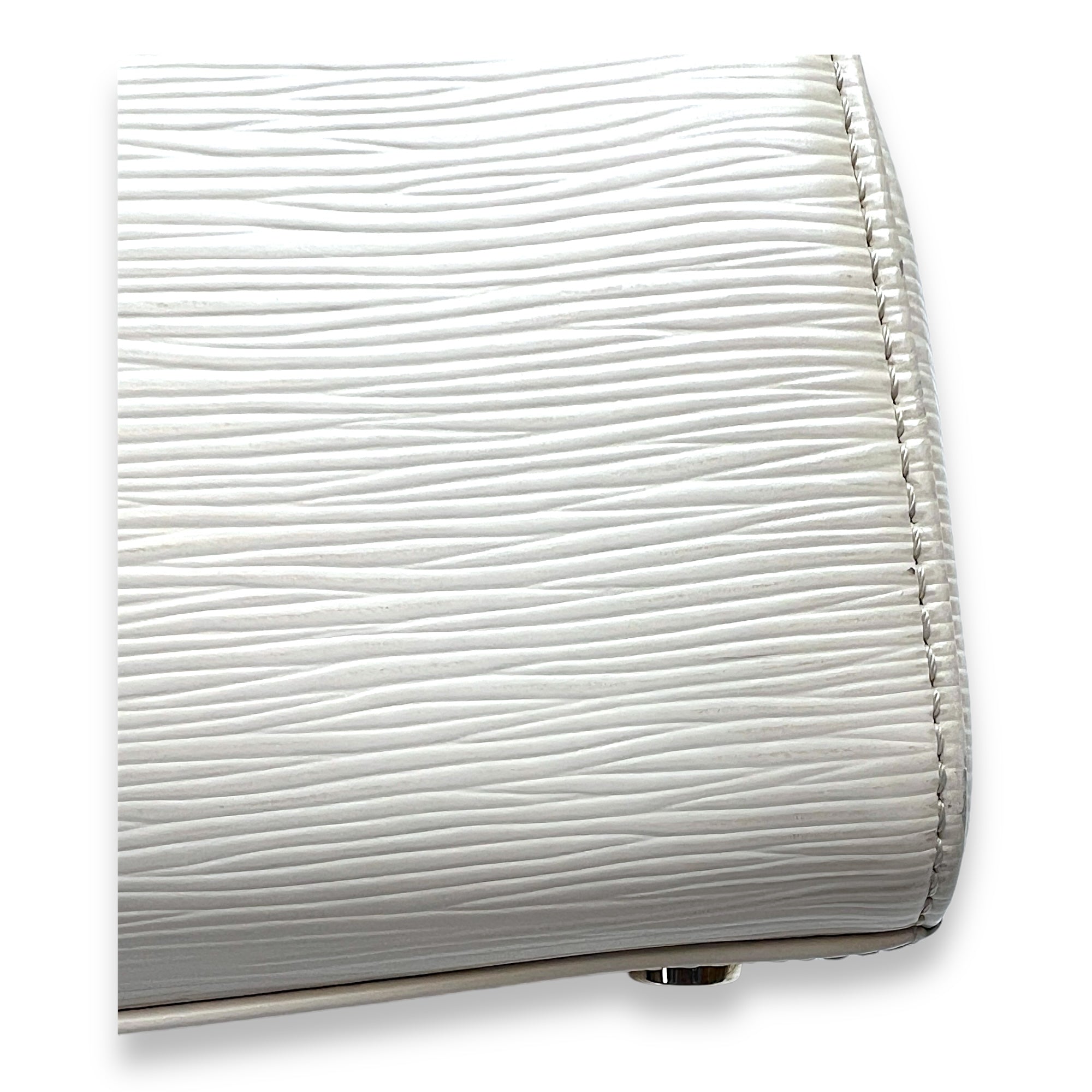 Brea MM Cream Top Handle Bag in Epi Leather, Silver hardware