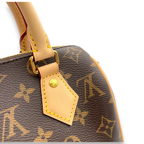 Speedy Bandouliere Top Handle Bag 20 Brown in Monogram Coated Canvas, Gold hardware