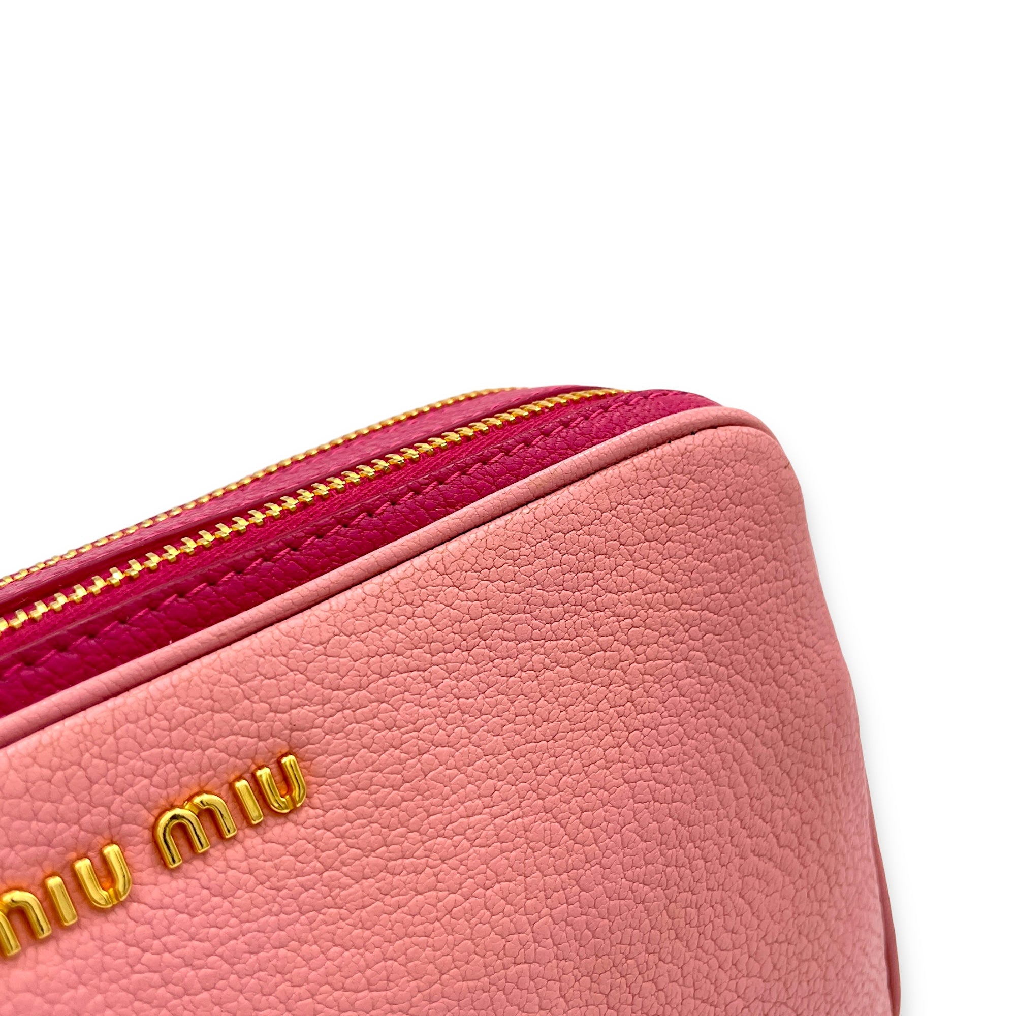 Madras Crossbody Bag Pink in Goat Leather, Gold hardware