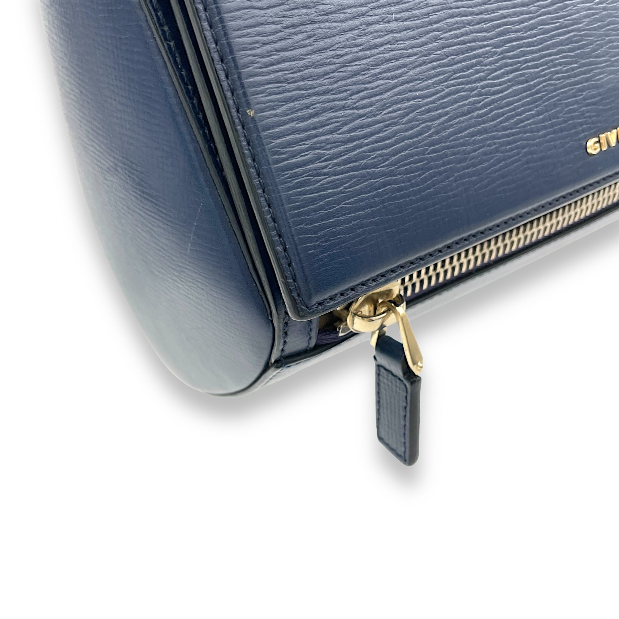 Pandora Navy Crossbody Bag in Calfskin, Gold hardware