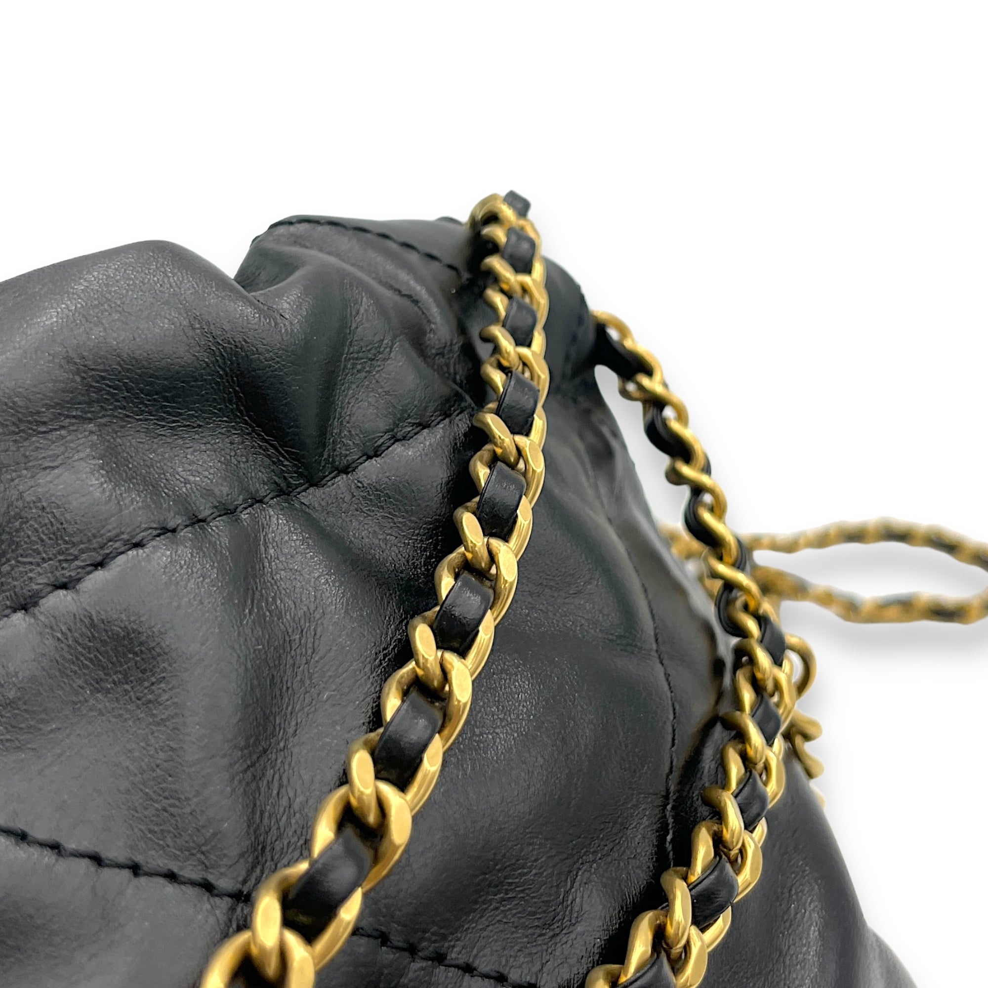 22 Mini Black Shoulder Bag in Calfskin, Gold hardware