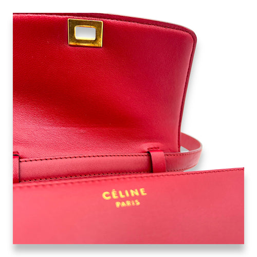 Box Small Red Shoulder Bag in Calfskin, Gold hardware