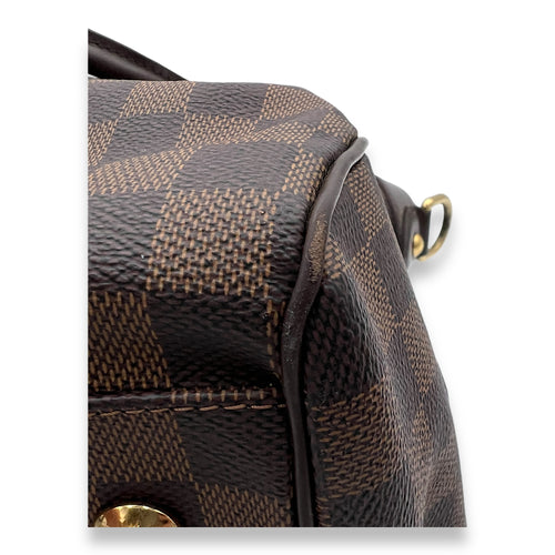 Trevi GM Damier Ebene Top Handle Bag in Coated Canvas, Gold hardware