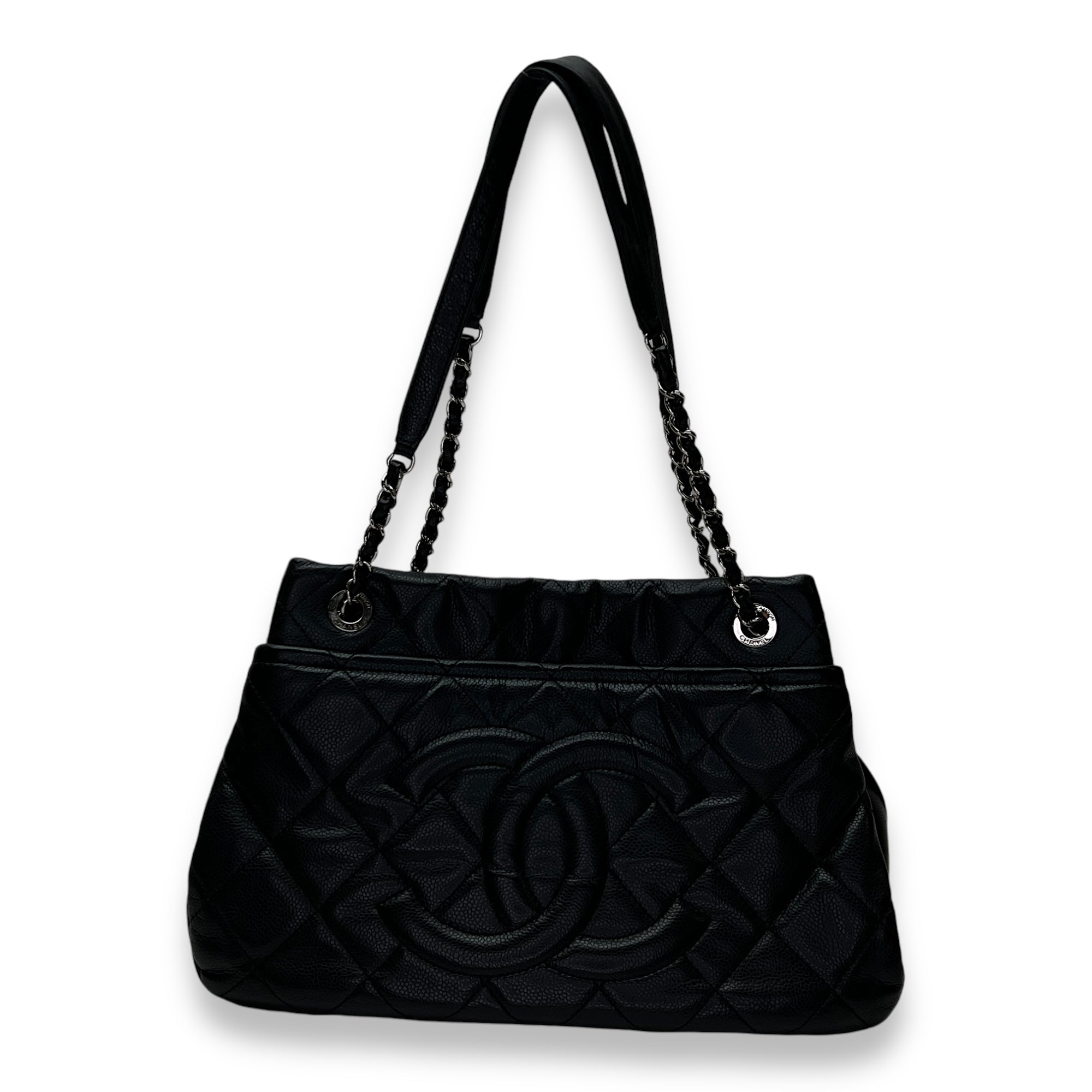 ChanelsMatelasse Chain Black Tote Bag in Caviar Leather Silver hardwaresSingapore