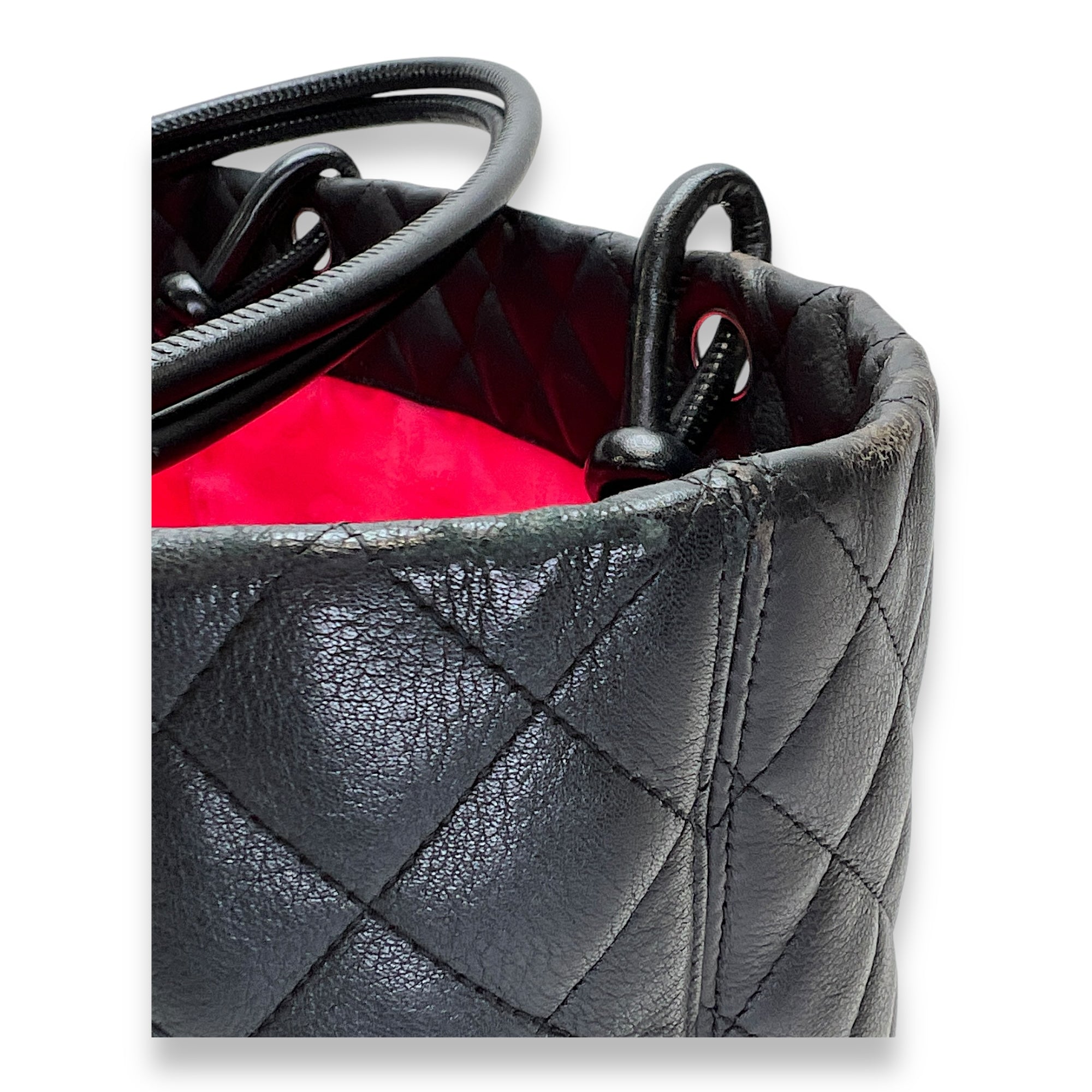 Cambon Tote Bag  Black in Lambskin , Silver Hardware