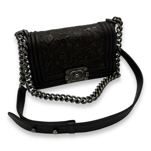 Cordoba Boy Small Brown Crossbody Bag in Lambskin, Ruthenium hardware