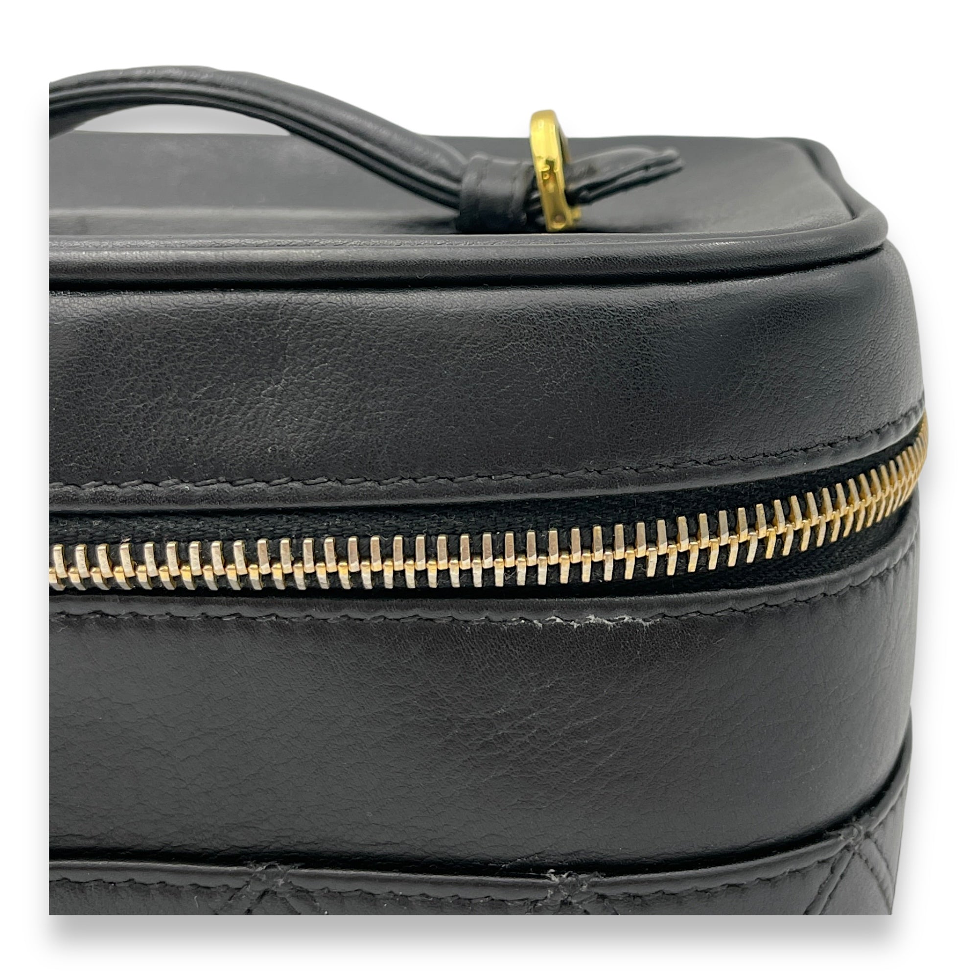 Quilted Vintage Black Vanity Bag in Lambskin, Gold hardware