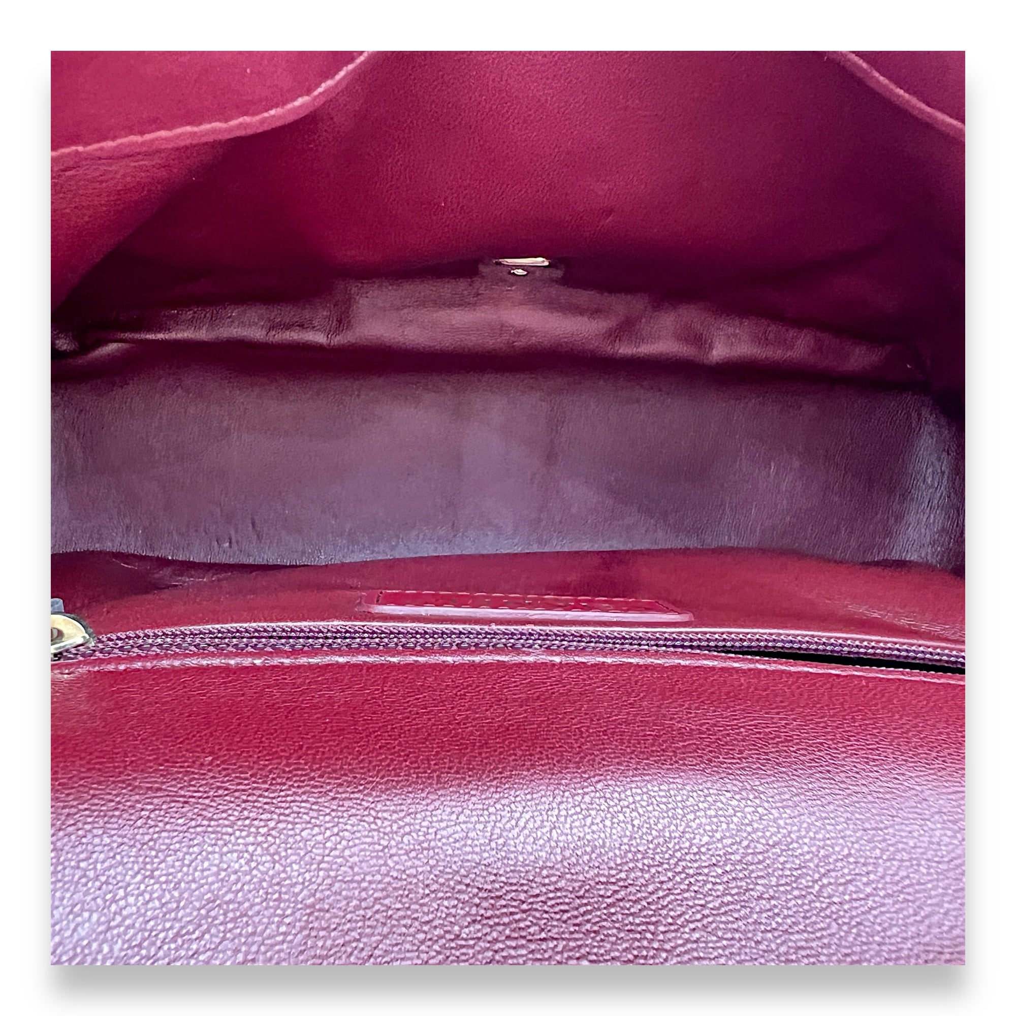 Easy Carry Flap Maroon Shoulder Bag in Lambskin, Gold hardware