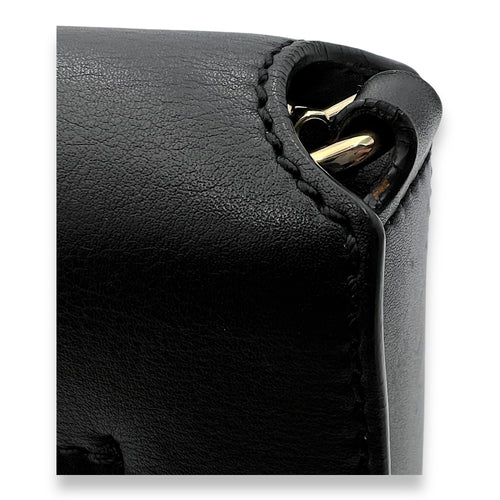 Nobile Shoulder Bag Black in Calfskin, Gold hardware