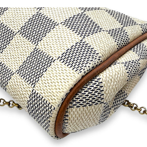 Eva Damier Azur Shoulder Bag in Coated Canvas, Gold hardware