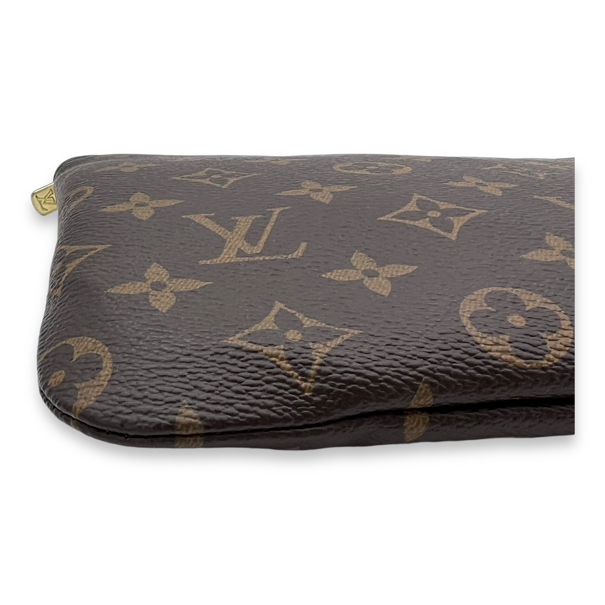 Etui Voyage Pouch PM Brown in Monogram Coated Canvas, Gold hardware