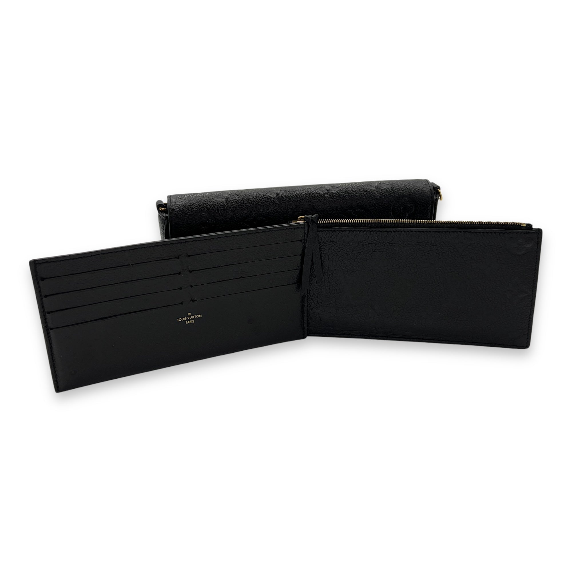 Felicie Wallet On Chain Black in Monogram Empreinte Leather, Gold hardware