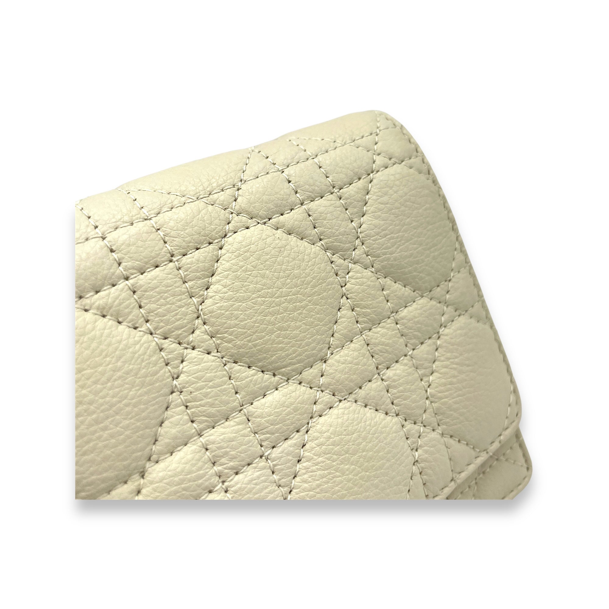 Dior Caro  Pouch White in Calfskin, Gold hardware