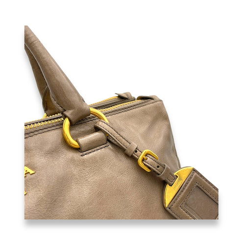 Two-Way Brown Top Handle Bag in Calfskin, Gold hardware