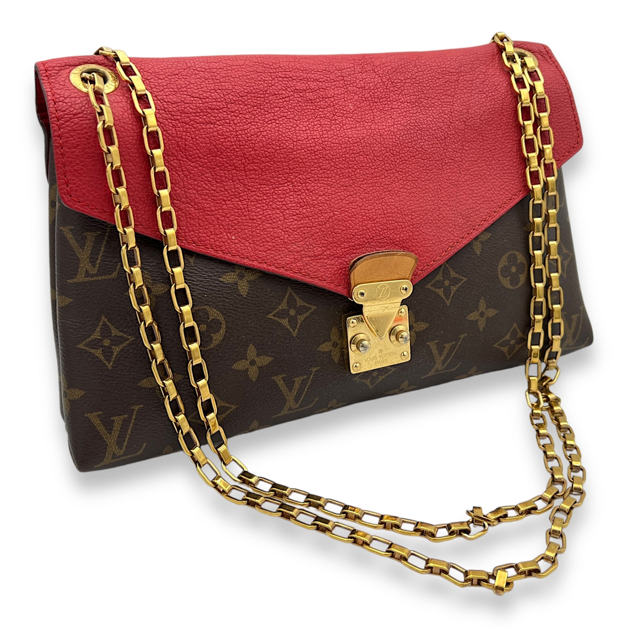 Pallas Shoulder Bag Brown in Monogram Coated Canvas, Gold hardware