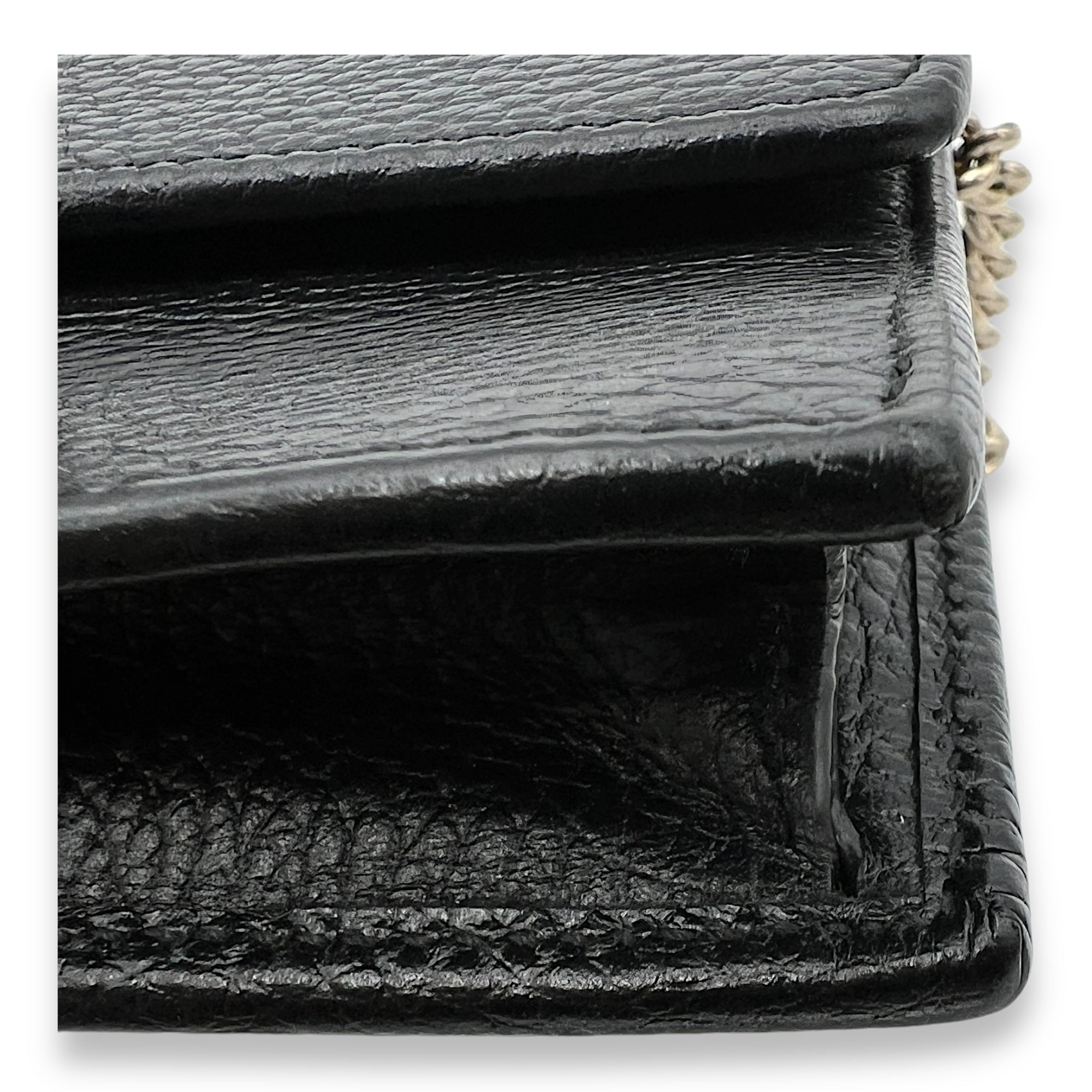 Interlocking G Wallet On Chain Black in Calfskin, Light Gold hardware