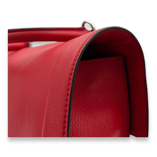 Shark Crossbody Bag Red in Calfskin, Silver hardware