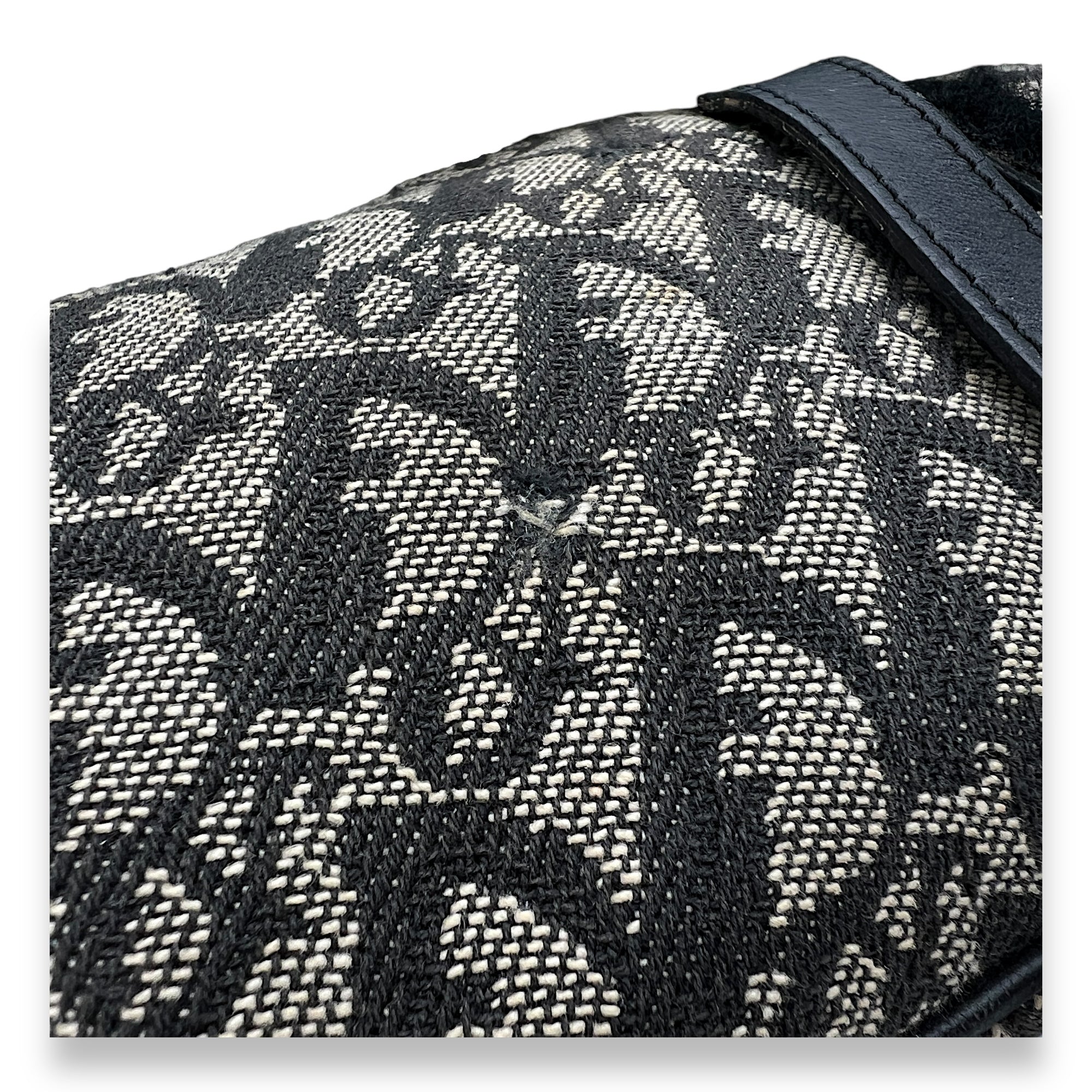 Saddle Shoulder Bag Blue in Jacquard, Silver hardware