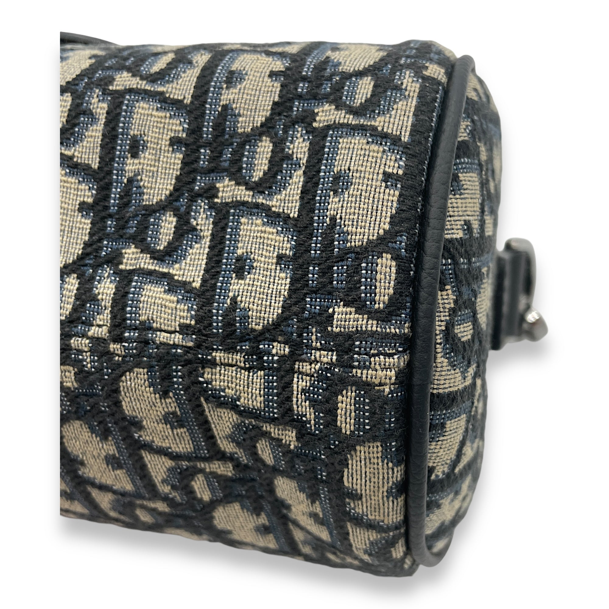 Saddle Roller Blue Crossbody Bag in Jacquard, Silver hardware