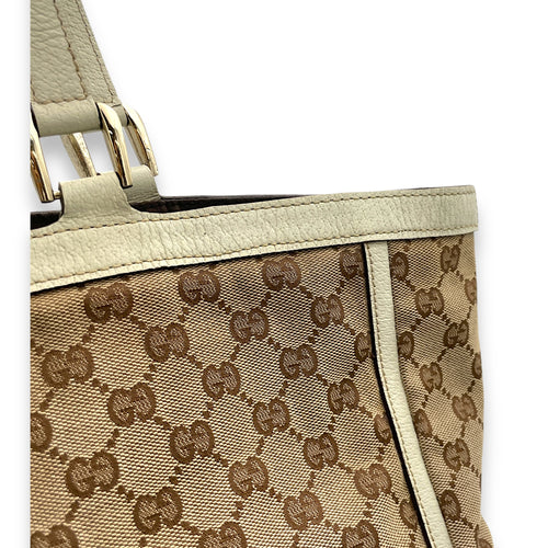 GG Abbey Brown Top Handle Bag in Canvas, Gold hardware