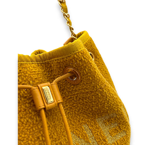 Deauville Bucket Bag Yellow in Tweed, Silver hardware