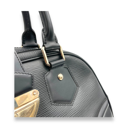 Bowling Montaigne Black Top Handle Bag in Epi Leather, Silver hardware