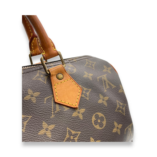 Speedy Top Handle Bag 30 Brown in Monogram Coated Canvas, Gold hardware