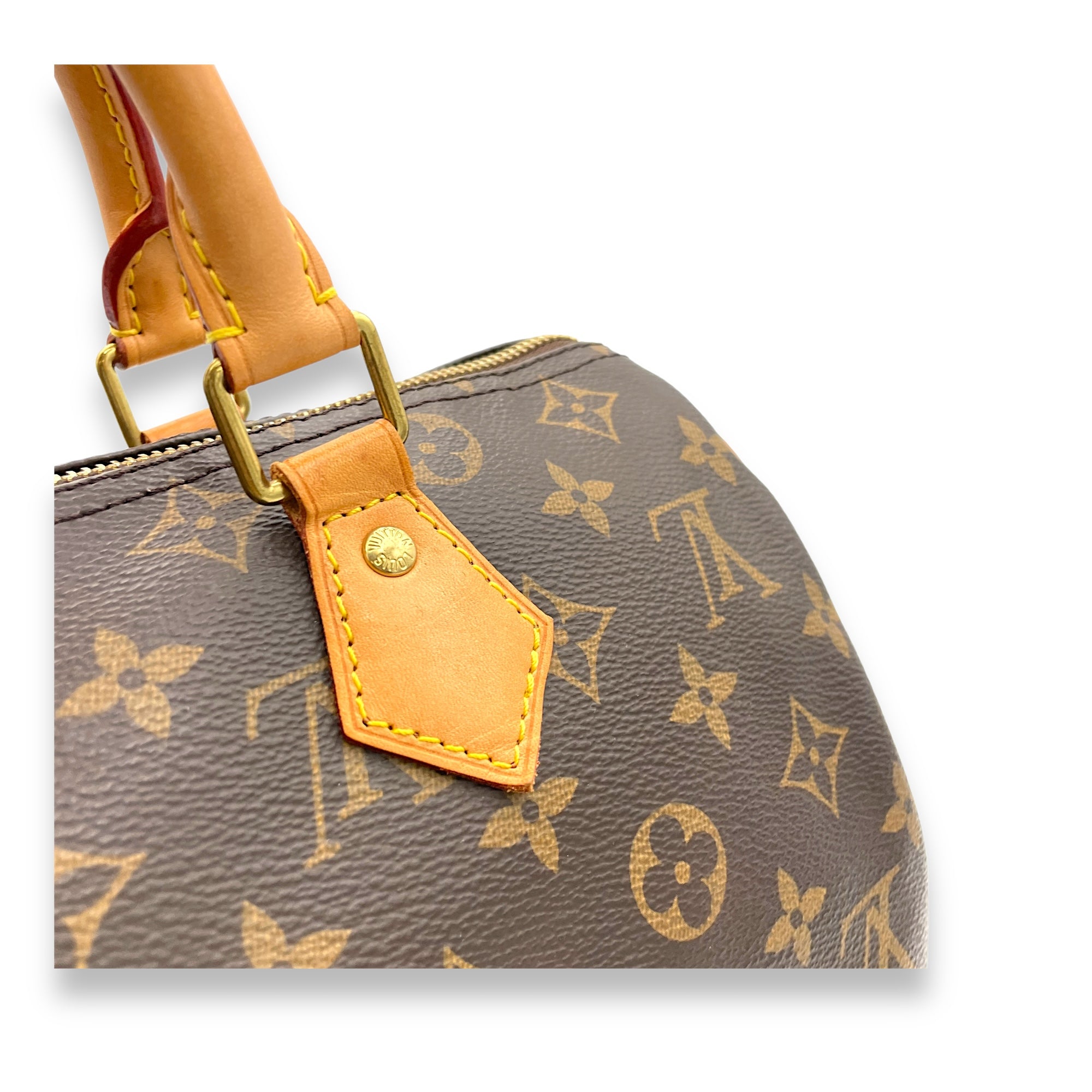 Speedy Top Handle Bag 30 Brown in Monogram Coated Canvas, Gold hardware