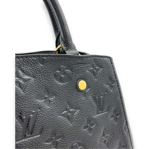 Montaigne Top Handle Bag Black in Empreinte Leather, Gold hardware