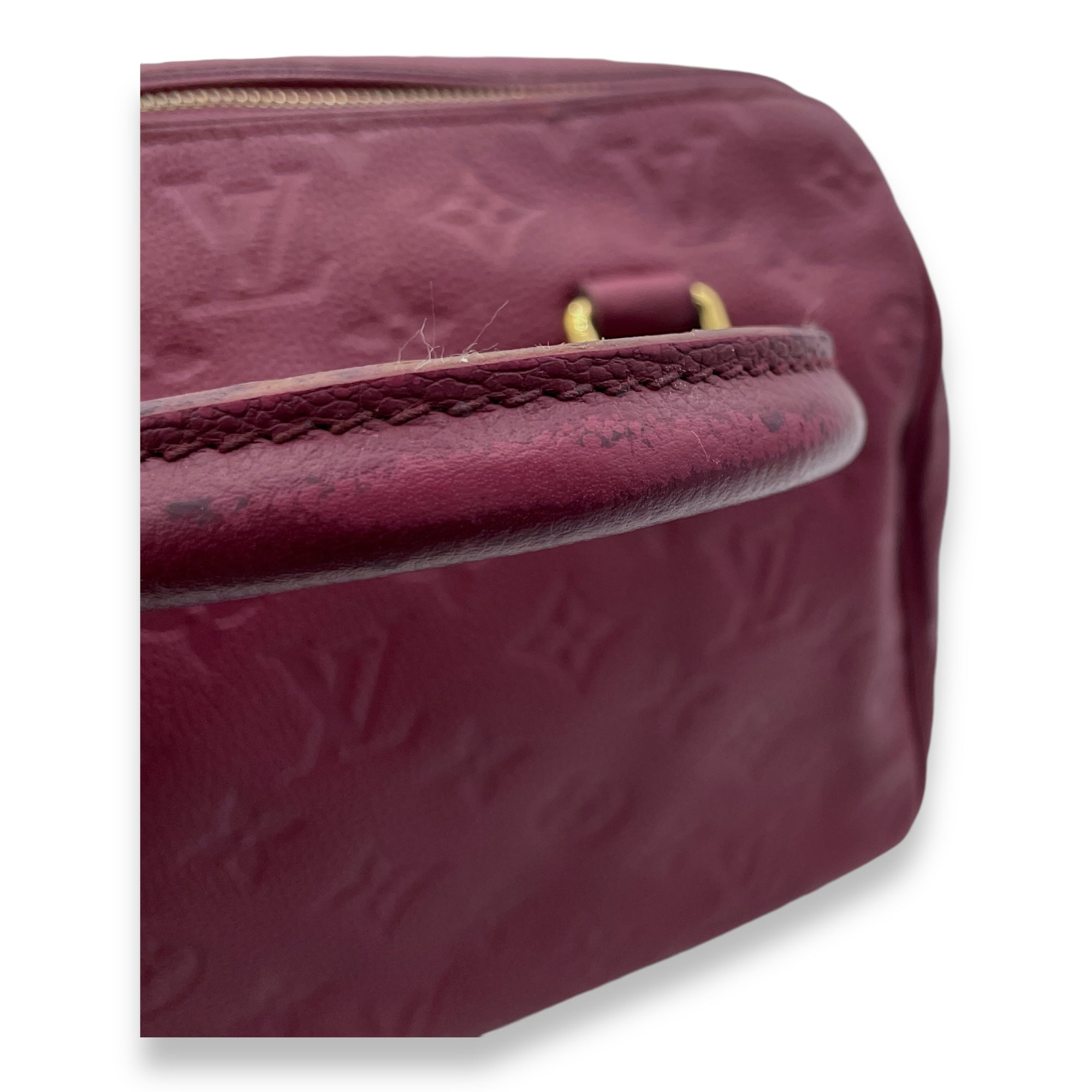 Speedy Bandouliere 25 Red Top Handle Bag in Monogram Empreinte Leather, Gold hardware