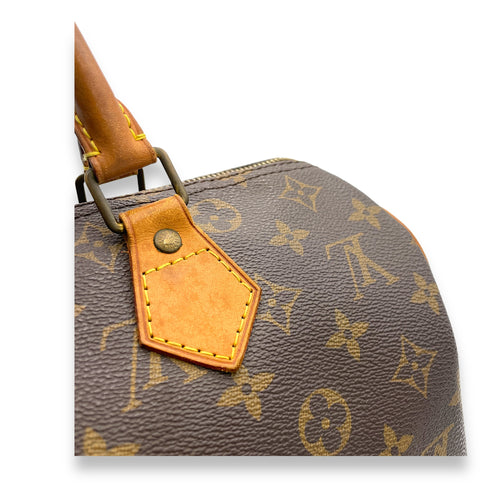 Speedy Top Handle Bag 30 Brown in Monogram Coated Canvas, Gold hardware