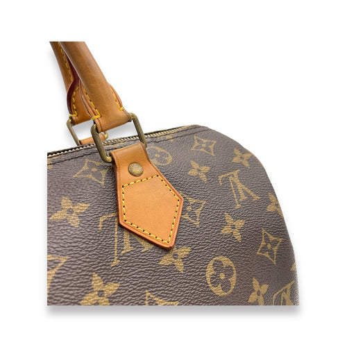 Speedy Top Handle Bag 30 Brown in Monogram Coated Canvas, Gold hardware